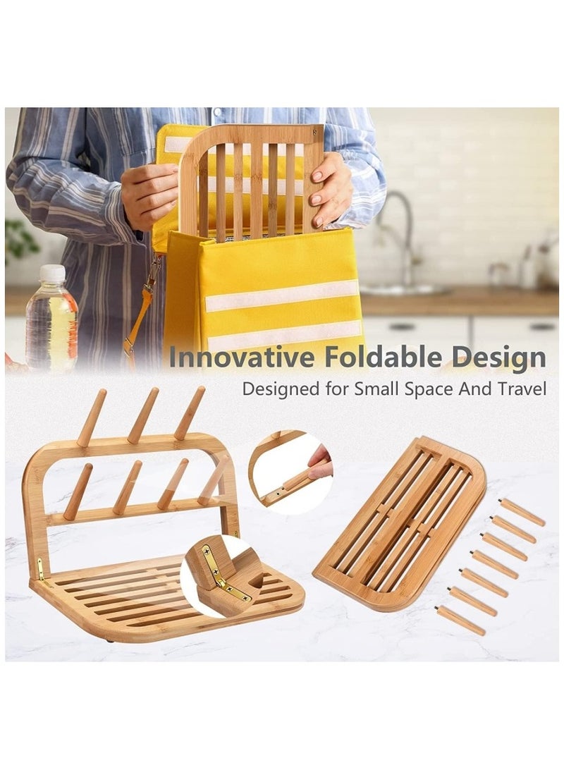 Bamboo Baby Bottle Drying Rack Space Saving Large Capacity Baby Bottle Dryer Holder Water-Resistant Travel Drying Rack for Bottles Teats Cups and Accessories - Image 2