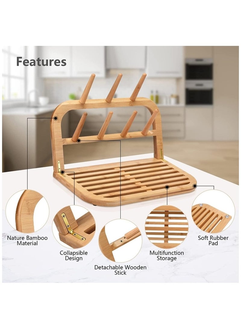 Bamboo Baby Bottle Drying Rack Space Saving Large Capacity Baby Bottle Dryer Holder Water-Resistant Travel Drying Rack for Bottles Teats Cups and Accessories - Image 3