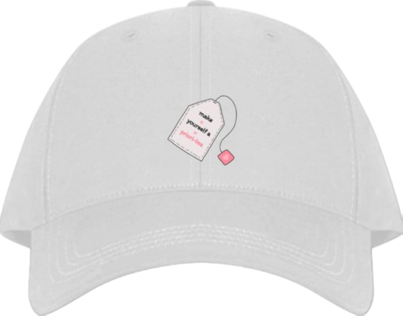 make yourself a priori-tea Plain unisex baseball cap White