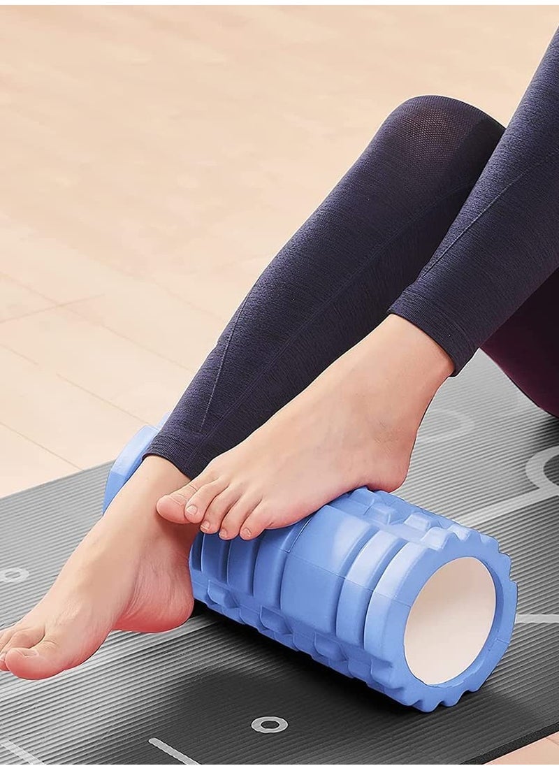 Maston - Yoga Foam Roller Self Massage Exercise, Back, Leg, Body Starching Physical Therapy (33cm L) (Blue) - Image 1