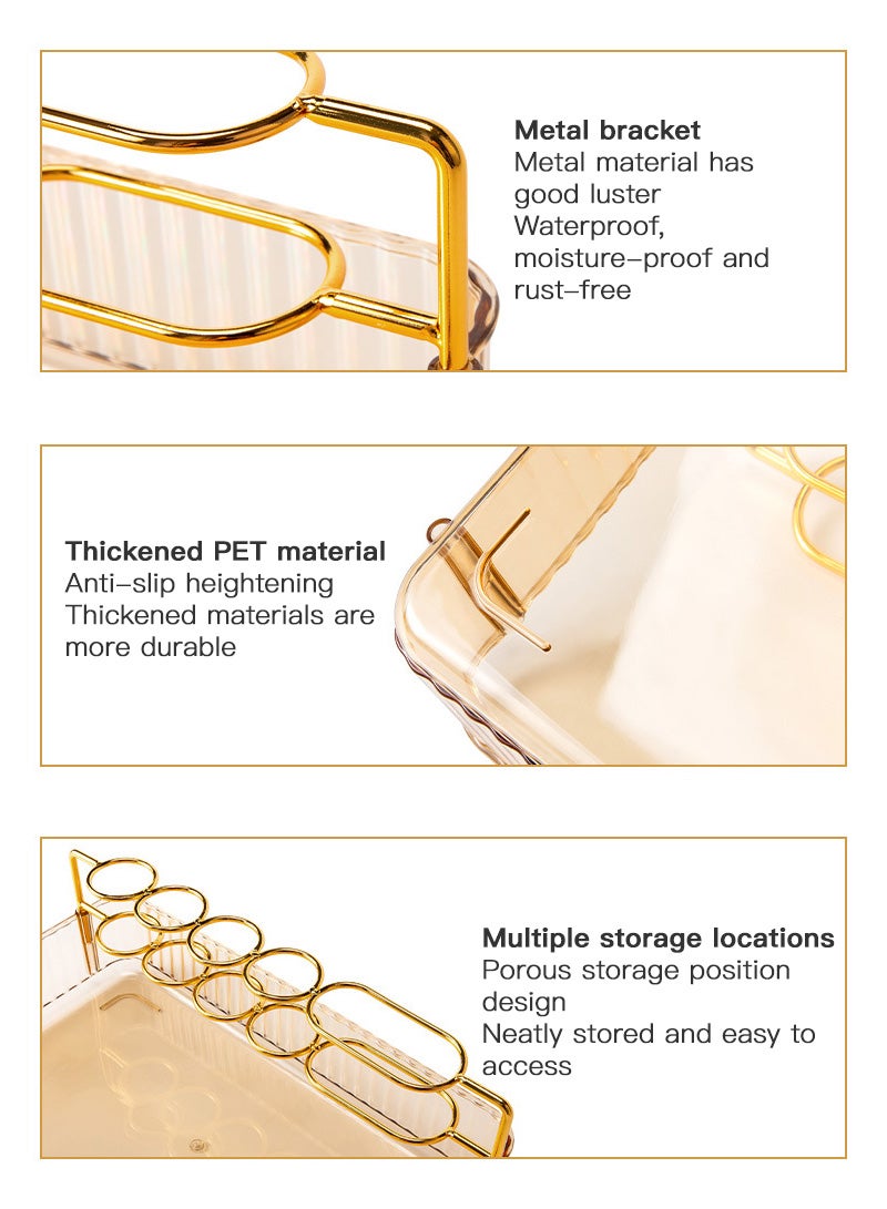 شاربدو منظم عداد الحمام بطبقتين، منظم سطح الطاولة للعناية بالبشرة، منظم حامل فرش المكياج، صواني العطور لخزانة الملابس وحاملي فرشاة الأسنان للحمامات - Image 5