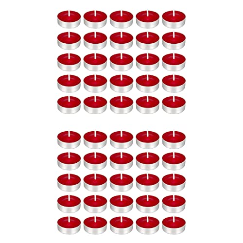 Mega Candles 50 pcs Unscented Red Tea Lights Candles, Pressed Wax Candle 3.5 Hour Burn Time, Home Décor, Wedding Receptions, Occasions, Festivities, Events, Meditations, Spa, Prayers, Vigil - Image 1