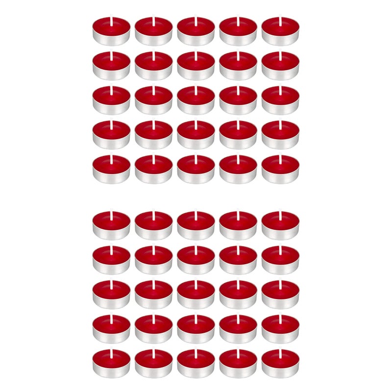 Mega Candles 50 pcs Unscented Red Tea Lights Candles, Pressed Wax Candle 3.5 Hour Burn Time, Home Décor, Wedding Receptions, Occasions, Festivities, Events, Meditations, Spa, Prayers, Vigil - Image 5