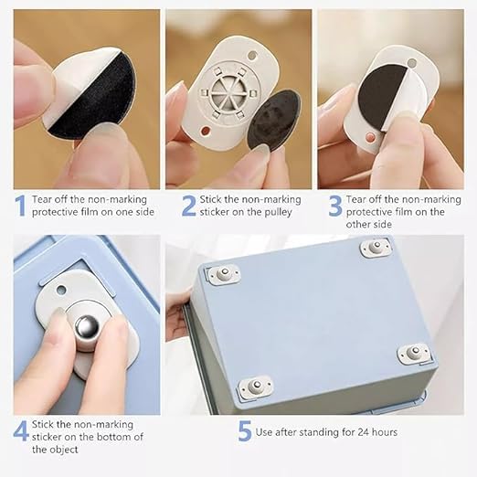 Self Adhesive 360 Degree Mini Swivel Casters Wheels Universal Wheels at The Bottom of The Storage Box Trash Can Baby Toys Car Cloth Bin Container Cabinet Furniture4Pcs - Image 4