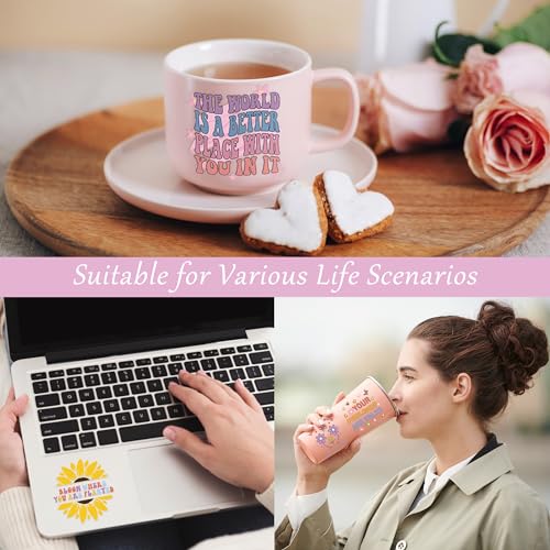 AFRITEE UV DTF Cup Wraps - 20 Sheets Boho Mental Health UV DTF Cup Wraps for 16 oz Glass, Daily Affirmation Inspiration Uplifting Quotes Uvdtf Tranfer Stickers for Glass Cups Teen Therapist Gifts - Image 5