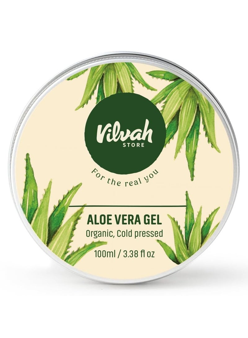 vilvah STORE Aloe Vera Gel with 99% Pure Natural Aloe Vera for Face, Styling Gel for Hair, Skin Moisturizer, Hydrates and Soothes with Vitamin E and No Paraben, 100g (Pack of 1) - Image 1