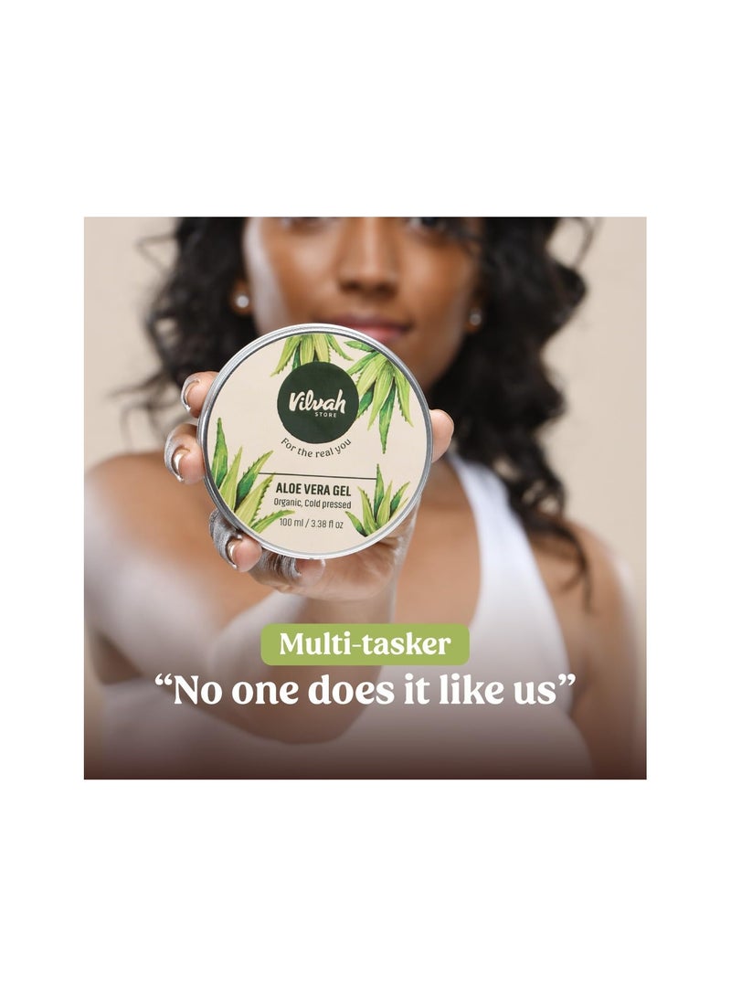 vilvah STORE Aloe Vera Gel with 99% Pure Natural Aloe Vera for Face, Styling Gel for Hair, Skin Moisturizer, Hydrates and Soothes with Vitamin E and No Paraben, 100g (Pack of 1) - Image 2