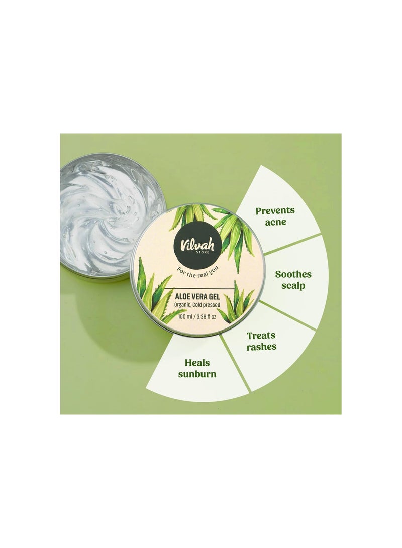 vilvah STORE Aloe Vera Gel with 99% Pure Natural Aloe Vera for Face, Styling Gel for Hair, Skin Moisturizer, Hydrates and Soothes with Vitamin E and No Paraben, 100g (Pack of 1) - Image 4