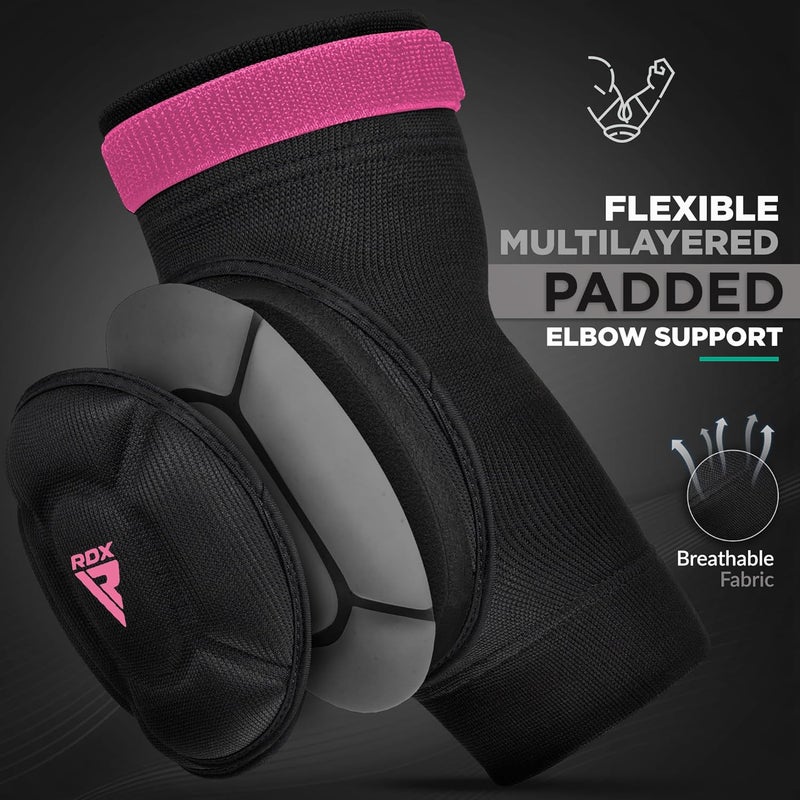 RDX Pro Elbow Pads - CE SATRA Approved Compression Padded Sleeves for MMA, Kickboxing, and Sports -M |Pink/Black (HYP-EBP-M) - Image 3