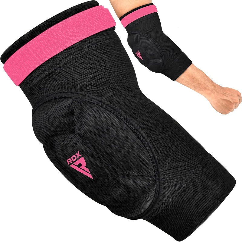 RDX Pro Elbow Pads - CE SATRA Approved Compression Padded Sleeves for MMA, Kickboxing, and Sports -M |Pink/Black (HYP-EBP-M) - Image 1
