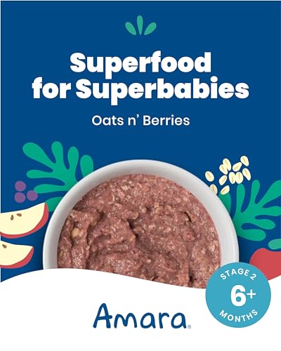 Amara Organic Baby Food | Oats and Berries | Baby Cereal to Mix With Breastmilk, Water, or Baby Formula | Baby Food Pouches, Made from Organic Fruit and Veggies | Stage 2 | 10 Pouches - Image 2