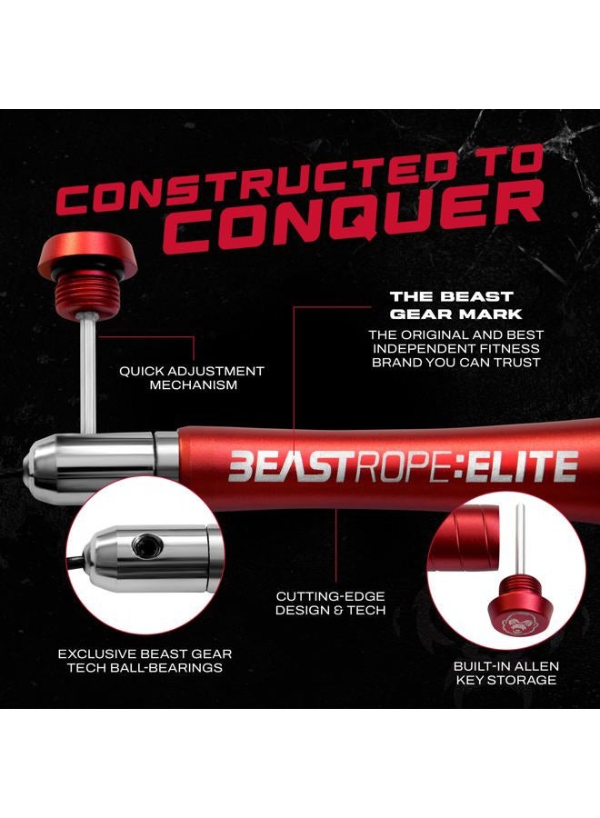Beast Gear حبل بيست إيلت - حبل تخطي سريع من الألمنيوم عالي الجودة لللياقة البدنية، والتكييف وفقدان الدهون. مثالي للكروس فيت، والملاكمة، وفنون القتال المختلطة، وتدريب الفترات العالية الكثافة والقفز المزدوج. - Image 3