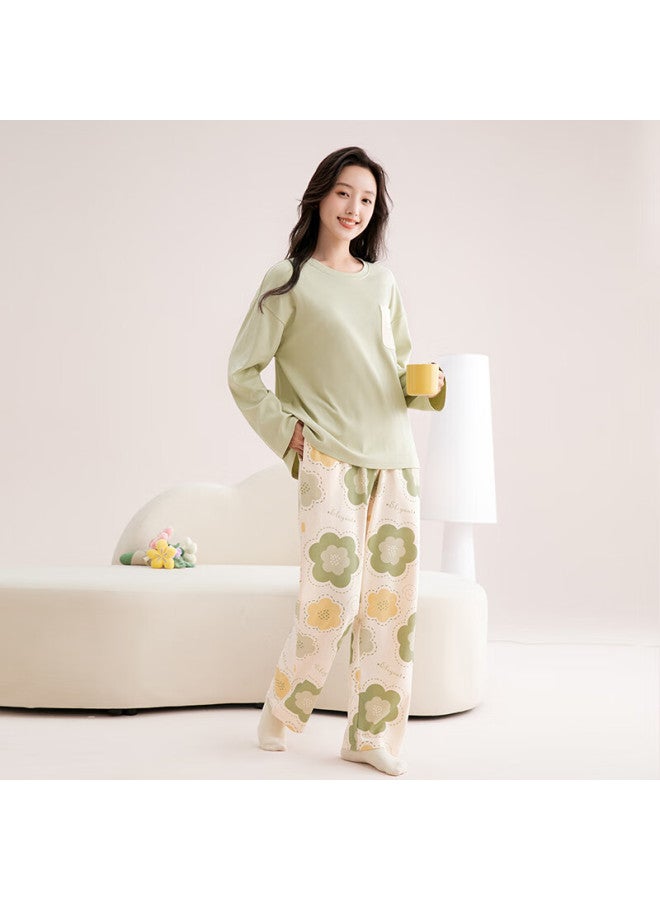 Fenton Fenteng Women's Pajamas, 100% Pure Cotton Skin-friendly, Autumn New Women's Floral Casual Loungewear, Soft Cotto - Image 3