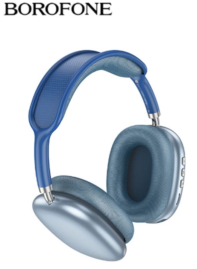 بوروفون سماعات رأس فوق الأذن سماعات بلوتوث للألعاب إصدار مع عمر بطارية طويل سماعات موسيقى تصميم قابل للسحب سماعات بلوتوث 5.3 للألعاب سماعات رأس فوق الأذن مزودة بميزة إلغاء الضوضاء (أزرق) - Image 1