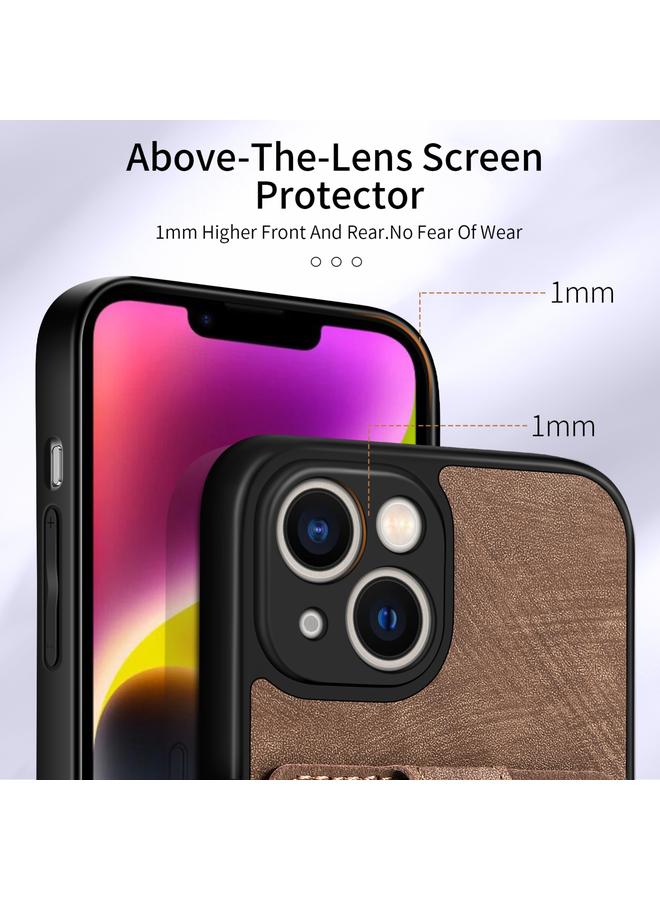 اس-توب جراب هاتف iPhone 13 Pro بتصميم كلاسيكي مع حلقة للبطاقات وملمس الجلد - Image 5