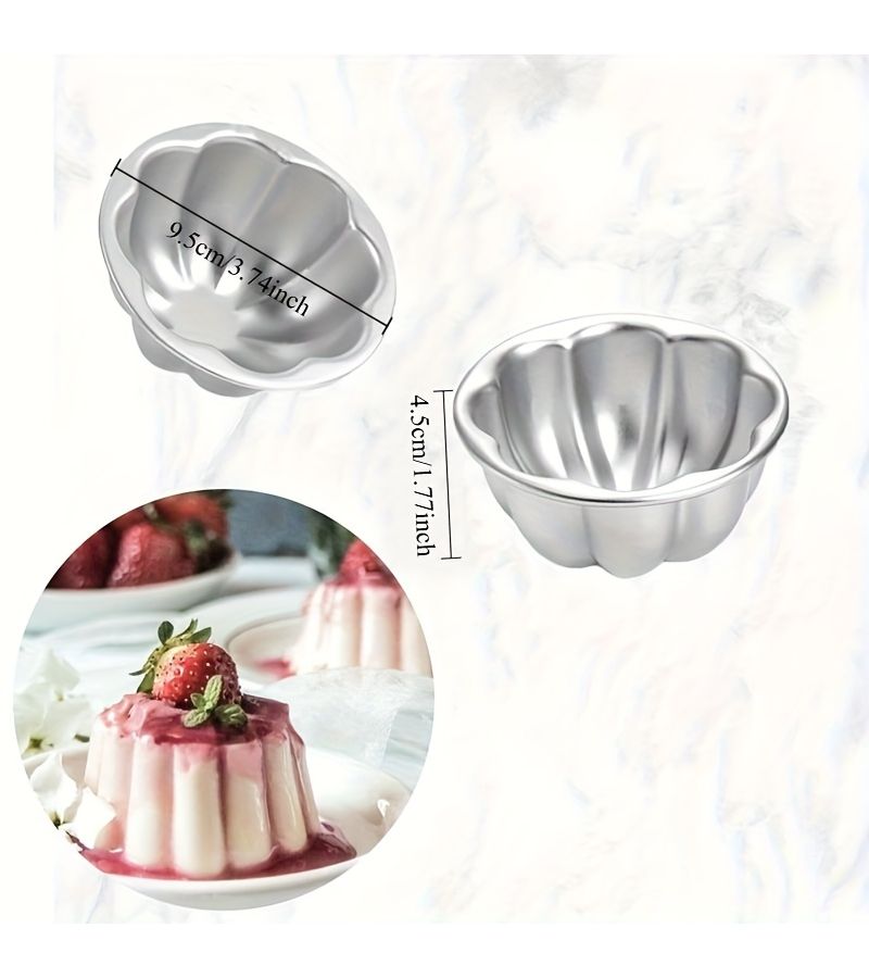 4pcs Aluminum Cake Mold Set Non Stick Floral Oval Dessert Baking Trays for Steamed Cakes Boba Cakes Jelly Pudding Tarts and Cupcakes - Image 3