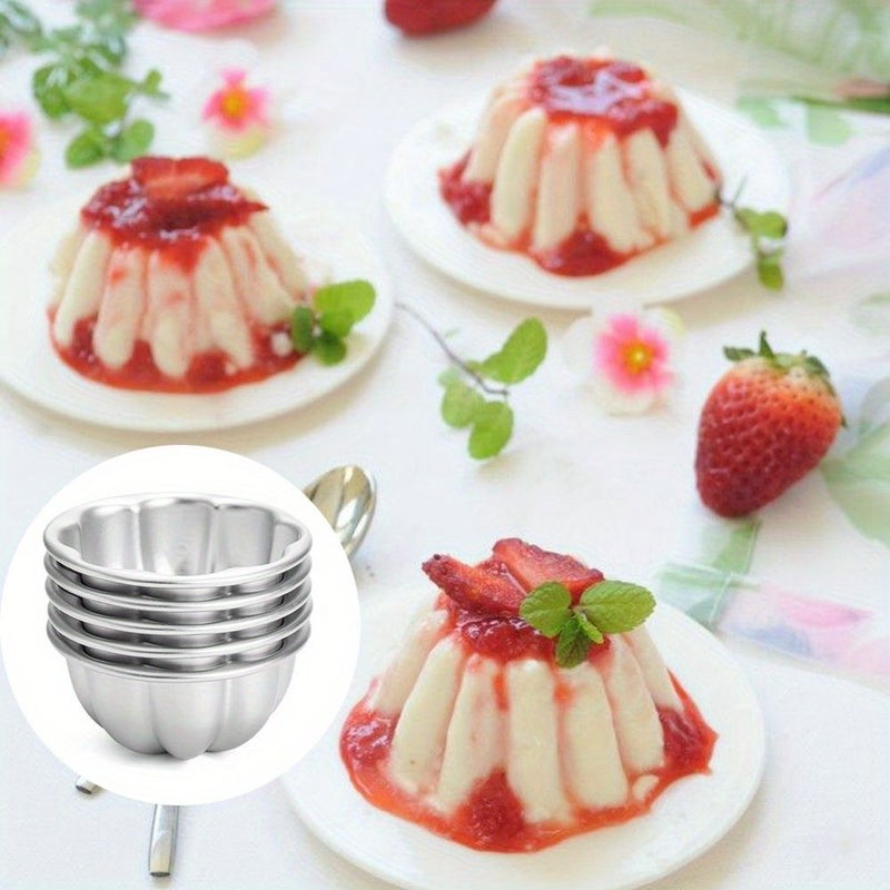 4pcs Aluminum Cake Mold Set Non Stick Floral Oval Dessert Baking Trays for Steamed Cakes Boba Cakes Jelly Pudding Tarts and Cupcakes - Image 1
