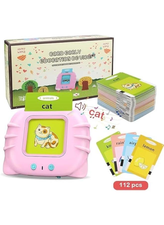 Generic - Interactive Talking Flash Cards Educational Toys for Toddlers | Learning Cards for Ages 2-6 | Learning Experience (Pink) - Image 1