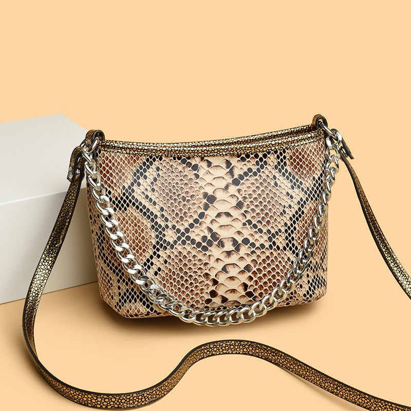 Snakeskin Bucket Bag Fashion Niche Chain Bag High-End Sense Ins Gradient Shoulder Bag For Women - Image 3