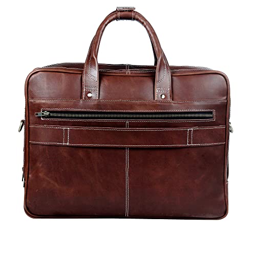 HULSH Handmade Vintage Genuine Leather Briefcase for Men 17 Inch Laptop Computer Case Business Travel Work Messenger Cross Body Shoulder Bags, Brown Leather Bag for men - Image 5