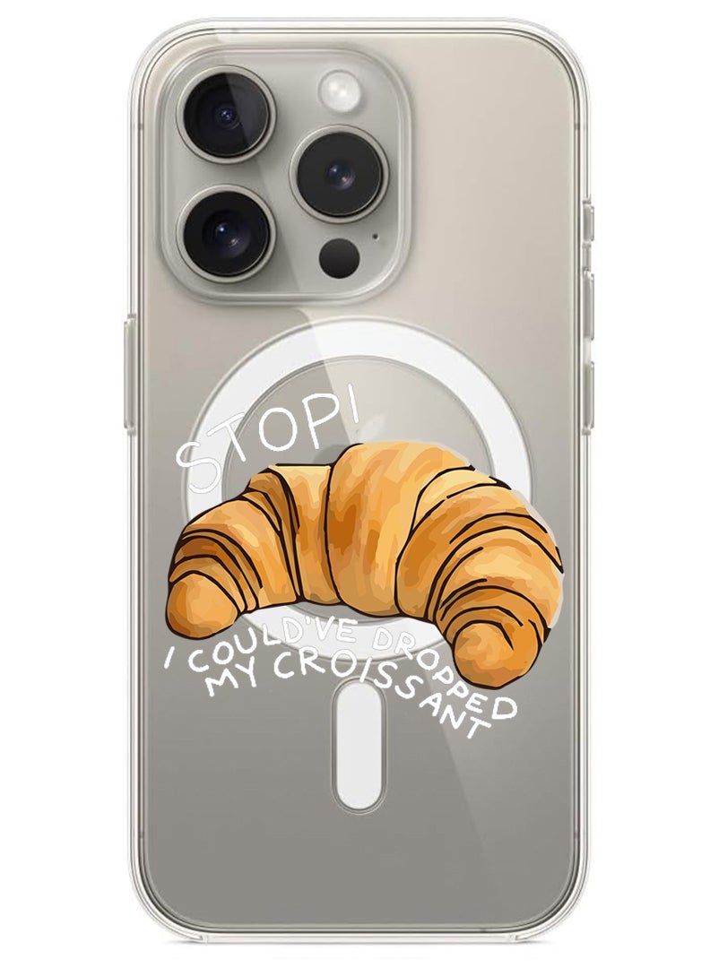 Theodor Magnetic Case for iPhone 15 Pro 6.1-inch Compatible with MagSafe Wireless Charging, Shockproof Phone Bumper Cover Croissant B  - Image 1