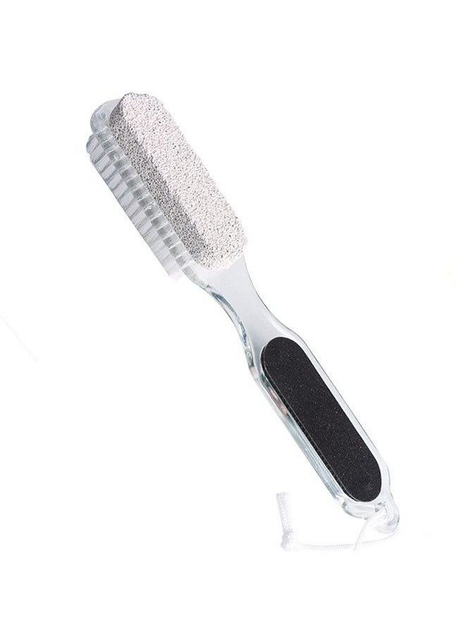 lasenersm 1 Piece 4 In 1 Foot File Callus Remover Pumice Stone Foot Brush Multifunctional Foot Scrubber Stainless Steel File Pumice Stone Rasp Foot Scrubber Brush Foot File Rasp Brush Transparent  - Image 1