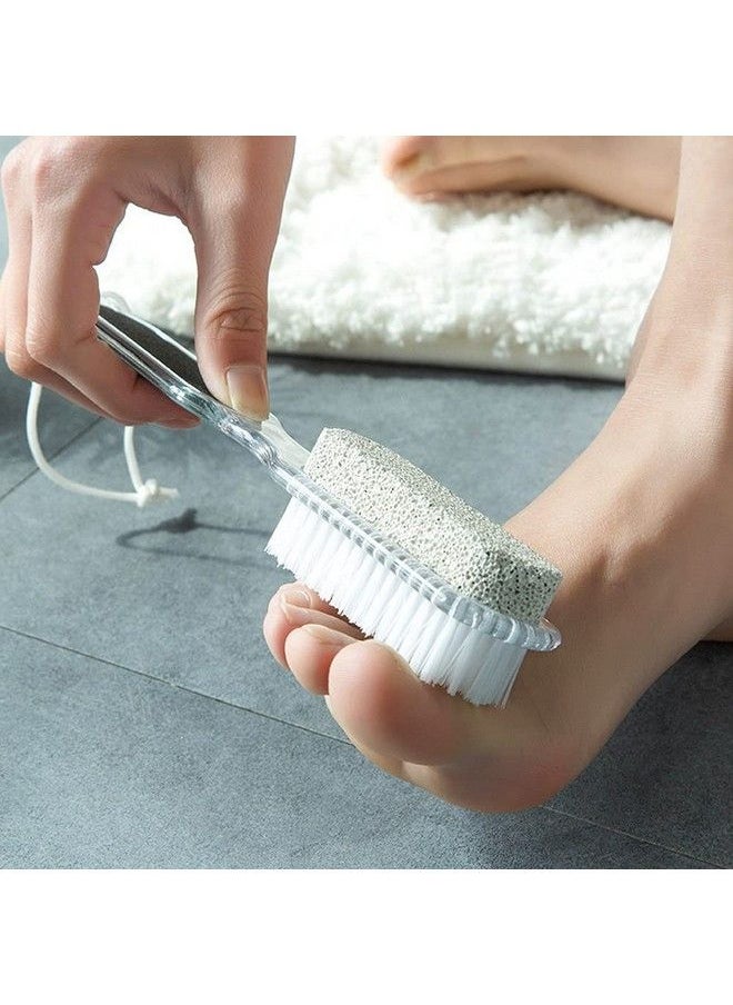 lasenersm 1 Piece 4 In 1 Foot File Callus Remover Pumice Stone Foot Brush Multifunctional Foot Scrubber Stainless Steel File Pumice Stone Rasp Foot Scrubber Brush Foot File Rasp Brush Transparent  - Image 5