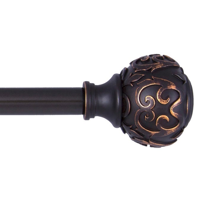 KNM75512 Fast Fit Easy Install Carey Textured Scroll Ball End Decorative Window Curtain Rod 3666 Adjustable Length Oil Rubbed Bronze Finish 58 Diameter Steel Tube