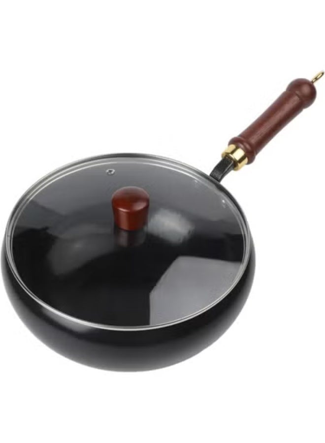Uncoated cast iron skillet with a large, handcrafted pot for excellent heat retention and to enhance the natural flavor of various cooking methods (24cm pot + glass lid) - Image 2