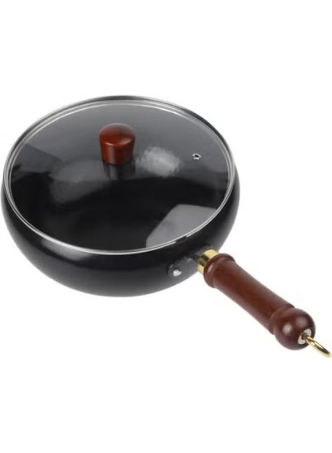 Uncoated cast iron skillet with a large, handcrafted pot for excellent heat retention and to enhance the natural flavor of various cooking methods (24cm pot + glass lid) - Image 5