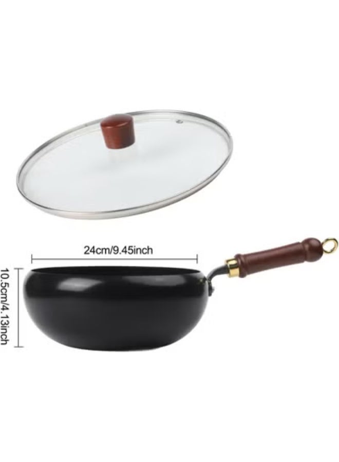 Uncoated cast iron skillet with a large, handcrafted pot for excellent heat retention and to enhance the natural flavor of various cooking methods (24cm pot + glass lid) - Image 3