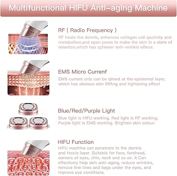 Glomeve Hifu Machine for Face Portable Antiaging Mini Hifu Face Device Heated Up Pro 3 in 1 With HIFU RF EMS Facial Machine Women Neck Chin Eyes - Image 5