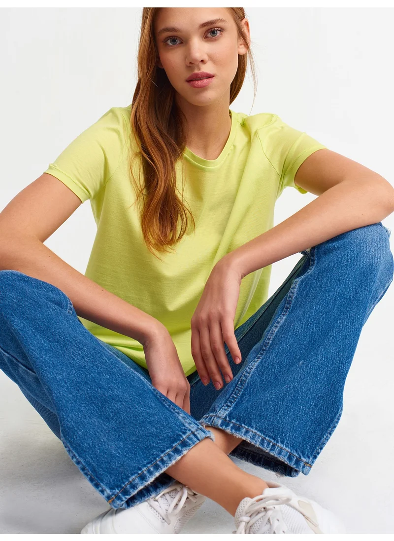 Dilvin 3471 Crew Neck Basic T-Shirt-Lime