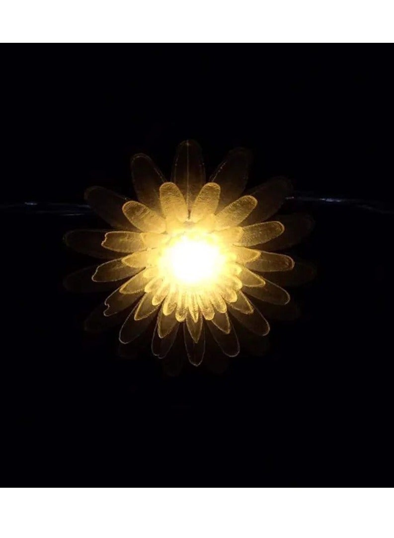 سلسلة أضواء الجنية على شكل زهرة صفراء لتزيين المنزل. أضواء ديكور المنزل - Image 5