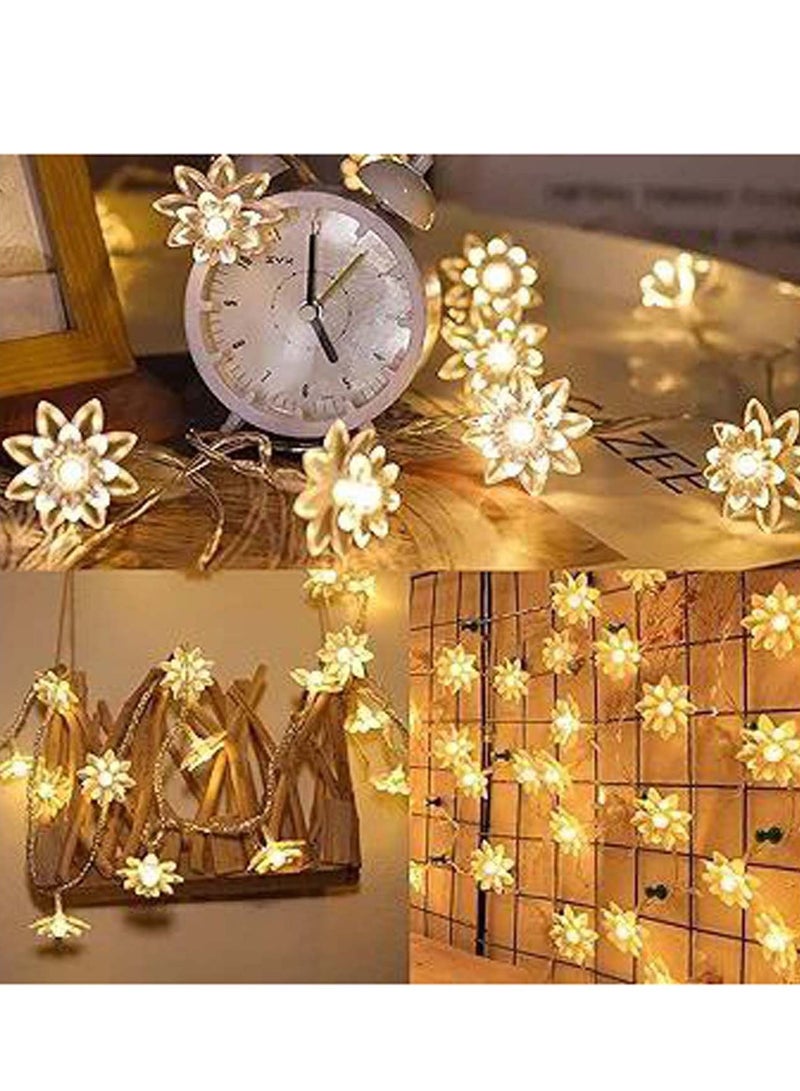 سلسلة أضواء الجنية على شكل زهرة صفراء لتزيين المنزل. أضواء ديكور المنزل - Image 3