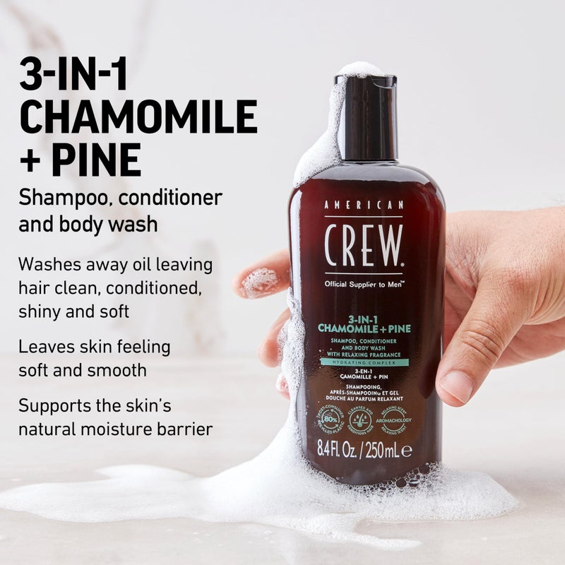 AMERICAN CREW 3-in-1 Chamomile & Pine, Shampoo, Conditioner & Body Wash for Men, Hair Care Gift for Him, Calming and Relaxing Fragrance, 33.8 fl oz - Image 3