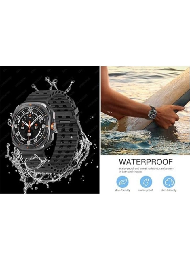 Silicone Sport Strap Bands for Samsung Galaxy Watch 7 Ultra Band 47mm, Breathable Soft Silicone Waterproof Watch Strap - Image 3