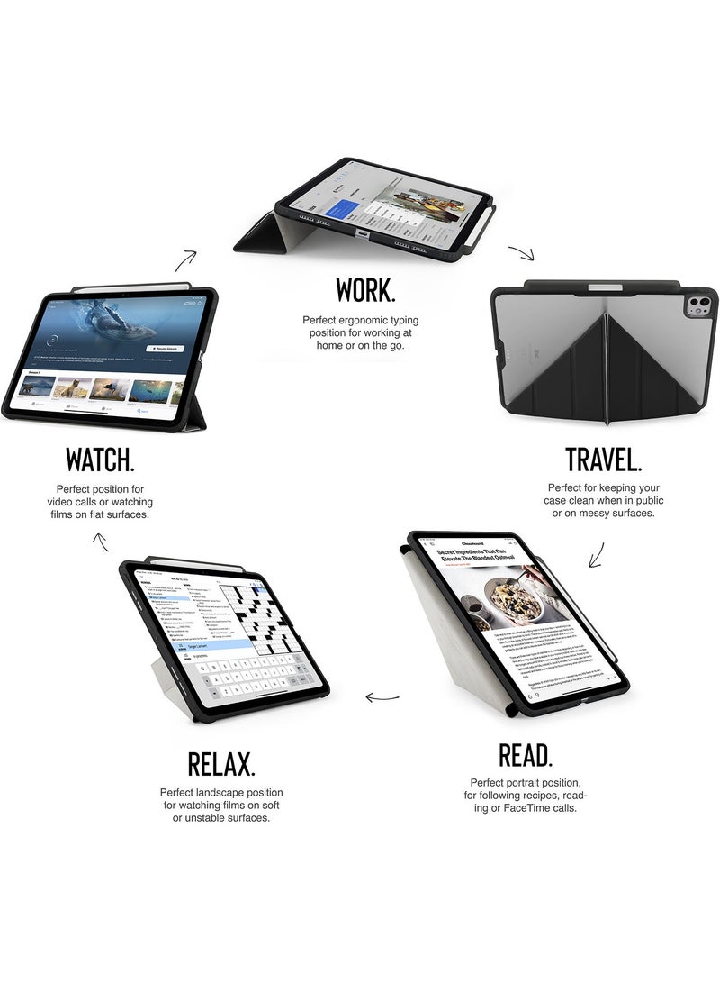 Pipetto Origami No3 Pencil Case for Apple iPad Pro 13 inch Case (2024) M4 Smart Cover with 5 in 1 Stand - Black - Image 2