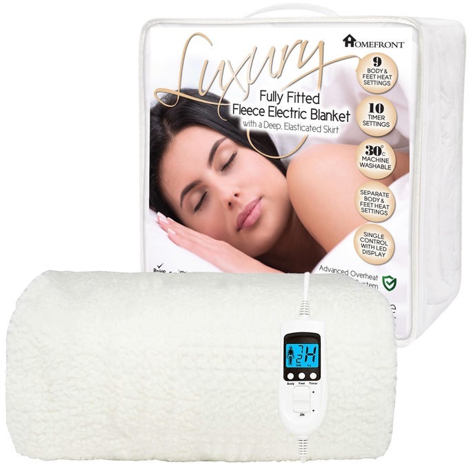 SINGLE SIZE ELECTRIC BLANKET PREMIUM FLEECE FITTED HEATED MATTRESS COVER UNDERBLANKET 203 X 107 X 40CM WITH ELASTICATED SKIRT FAST HEAT UP TIME SINGLE