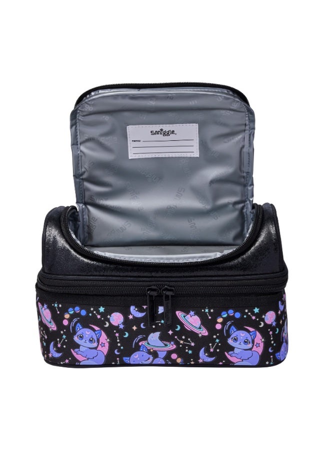 Smiggle Children's Double-Layer Insulated Lunch Bag with Dreamy Starry Sky Cat Print - Portable Handbag - Image 2