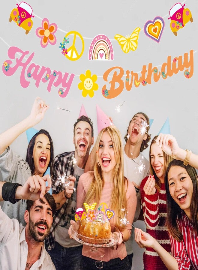 تي أس جي مجموعة TSJ من 24 قطعة لتزيين الكب كيك بطابع الهيبي، زينة رائعة للكب كيك لحفلات أعياد الميلاد وحفلات استقبال المولود - Image 3