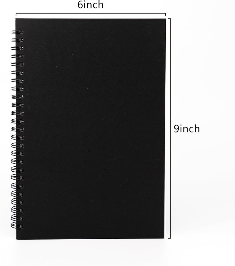 DSTELIN 9 inch x 6 inch 100GSM Blank Spiral Notebook 3Pack Soft Cover Sketch book 160 Pages  80 Sheets Black  - Image 2