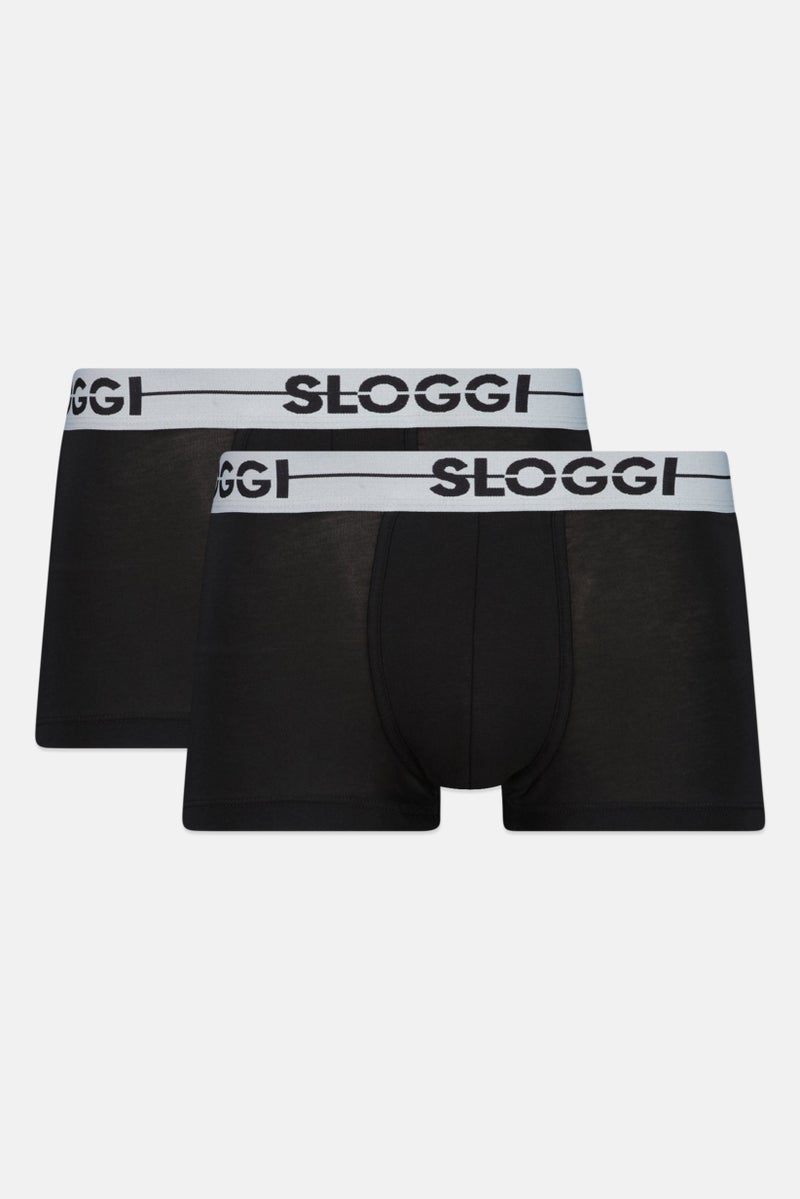 sloggi Men 2 Pieces Brand Logo Underwear Trunks, Black - Image 1