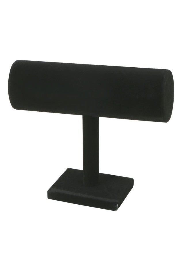 CABAX Velvet Wood One Tier Bracelet Bangle Hovering T-Bar Bracelet Holder Necklace Jewelry Display Stand for Malls Home Organization, Black - Image 1