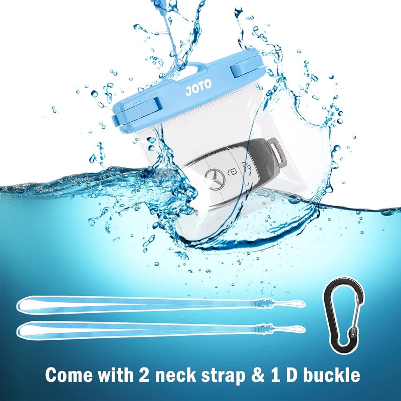 JOTO 2 Pack Waterproof Key FOB Holder Pouch with Keychain, Small Waterproof Pouch Dry Bag Car Key Case for Swimming Money Credit ID Card Cash, Waterproof Wallet for Jeep Honda Toyota Nissan -Blue - Image 3