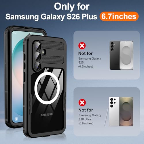 GOLDJU for Samsung Galaxy S26 Plus Case Waterproof, S26 Plus Case with Built-in Screen & Lens Protector, Shockproof Full Body Protection Phone Case, Compatible with MagSafe/Wireless Charging, Black - Image 2