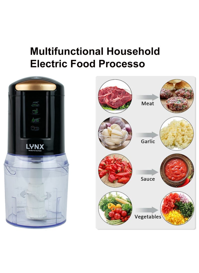 lynx LYNX Electric Vegetable Chopper, 450W Power, 0.5 Liter Unbreakable PC Jar, Two Speeds for Chopping, Strong Metal Gears, Overheating Protection, Safety Switch, Full Chopper Cable, Easy to Clean, Black, LY_OC_4012  - Image 3