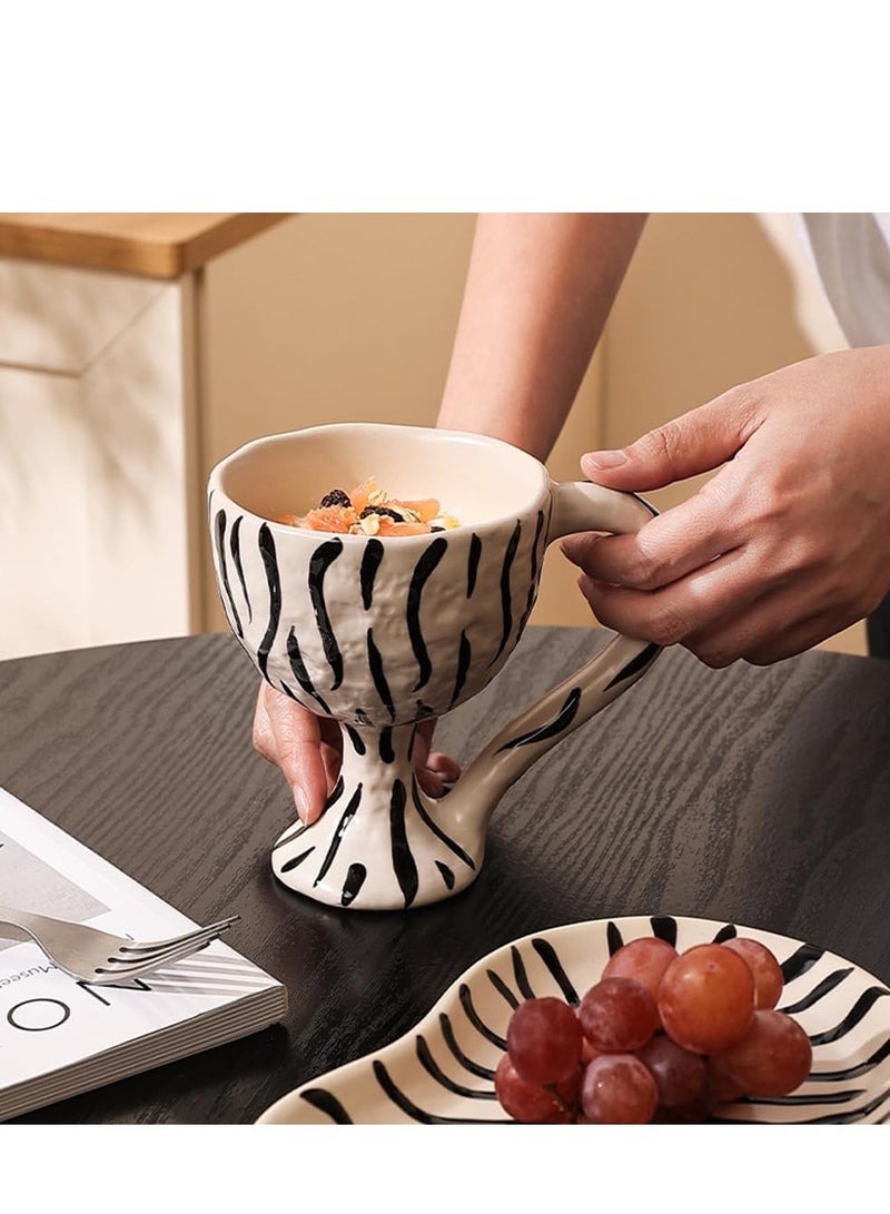 SYOSI Ceramic Coffee Cup with Handle 11oz or 300ml Novelty Latte Cup Original Zebra Design Milk Tea Cup Kiln Glazing Process Suitable for Office and Home Handemake Idea Gift for Friends Colleagues Family  - Image 2