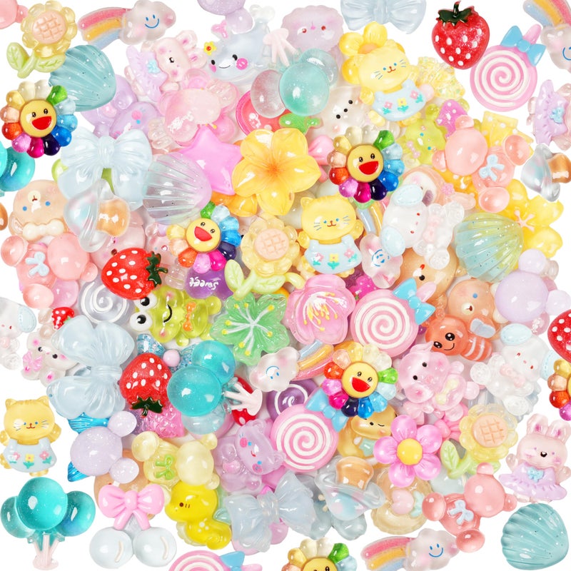 Damyda 70 Pcs Resin Charms Slime Charms Embellishments Bulk Mixed Ornament Decorations Accessories - Image 2