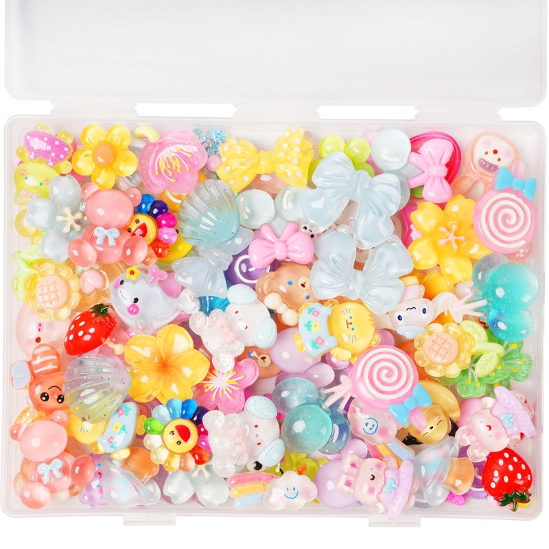 Damyda 70 Pcs Resin Charms Slime Charms Embellishments Bulk Mixed Ornament Decorations Accessories - Image 4